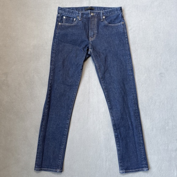 UNIQLO Jeans Mens 32x32 Blue Selvedge Kaihara Slim Straight Japanese Denim - Picture 2 of 13